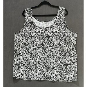 Avenue Women Plus Size 22/24 Tank Top Black White Abstract Geometric Print Shell